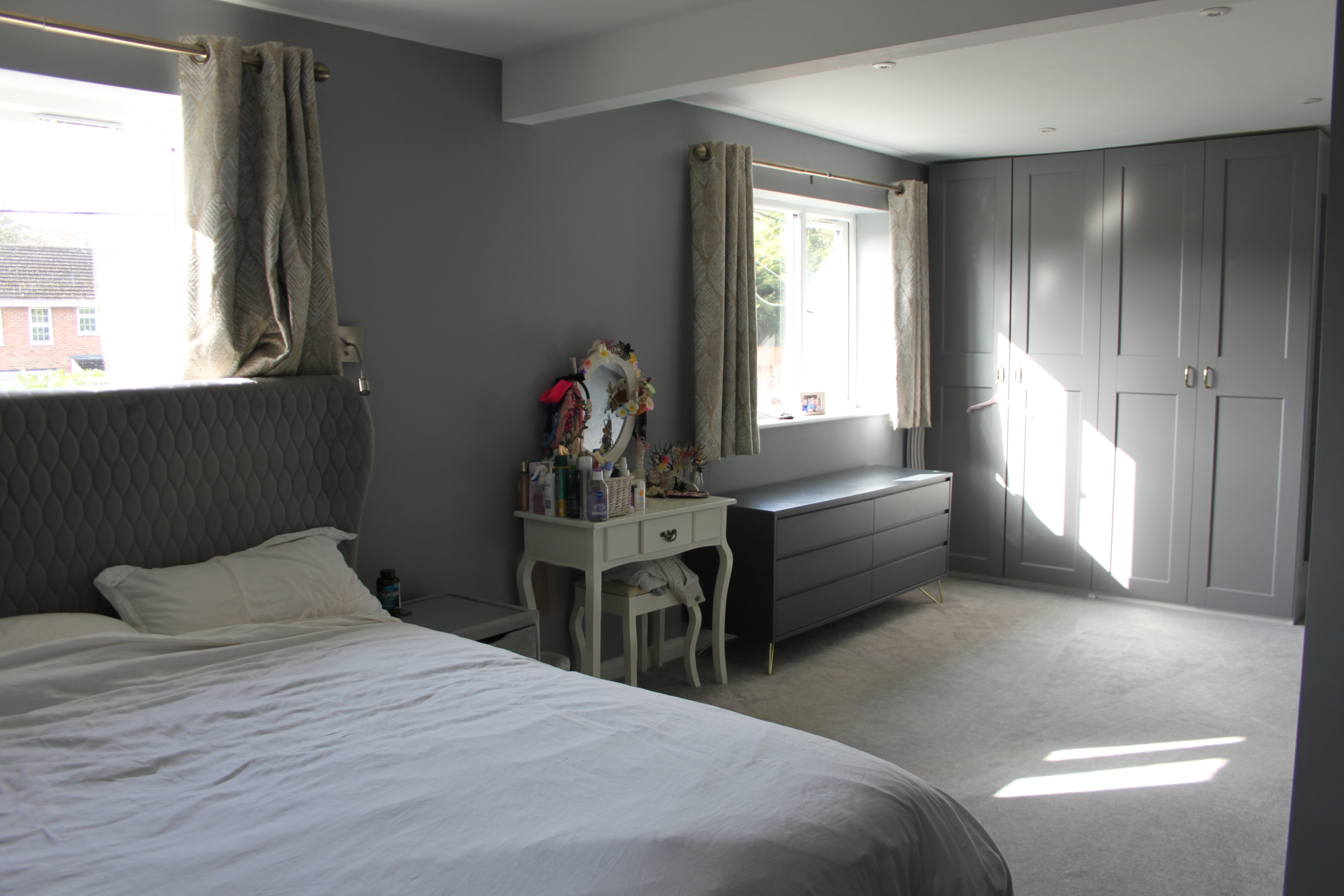Master bedroom suite with fitted wardrobes, can be rearranged to suit camera angles