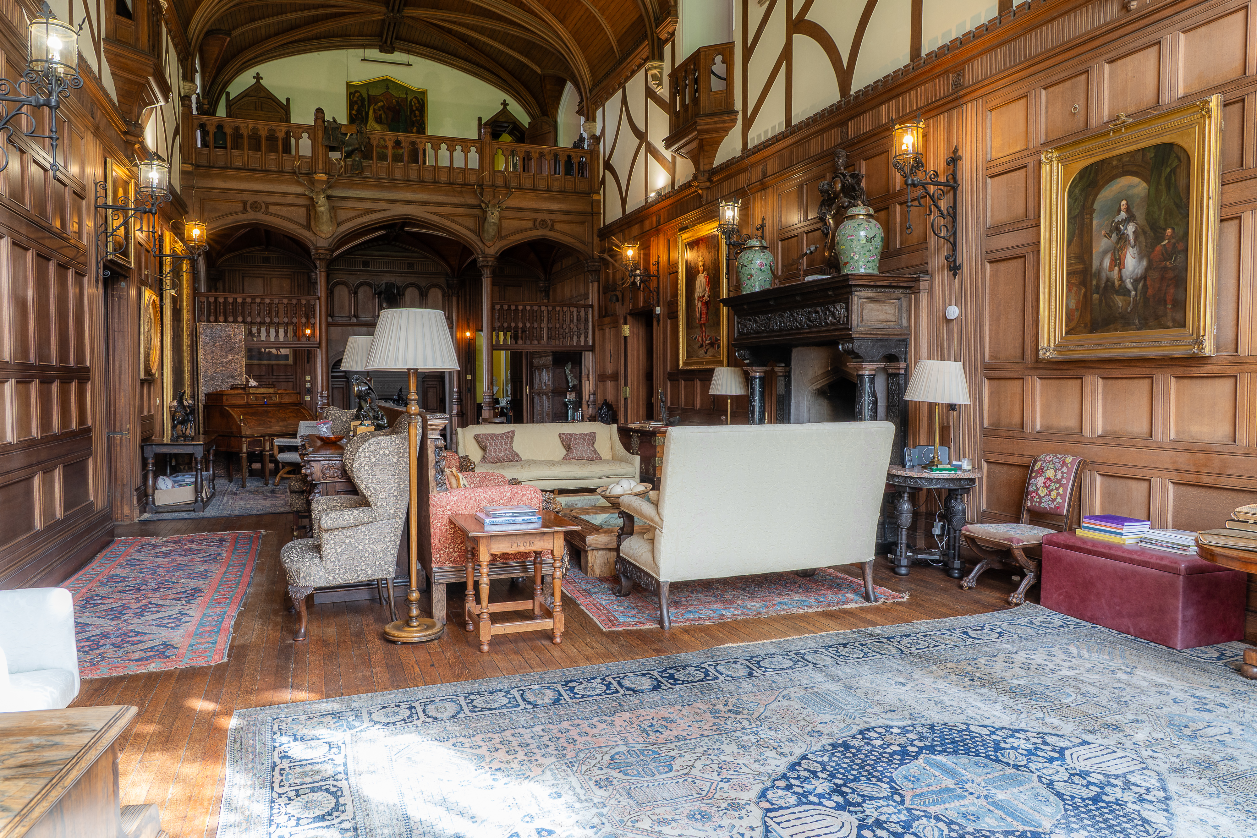 Grand saloon hall with period furnishings Hallyburton Estate