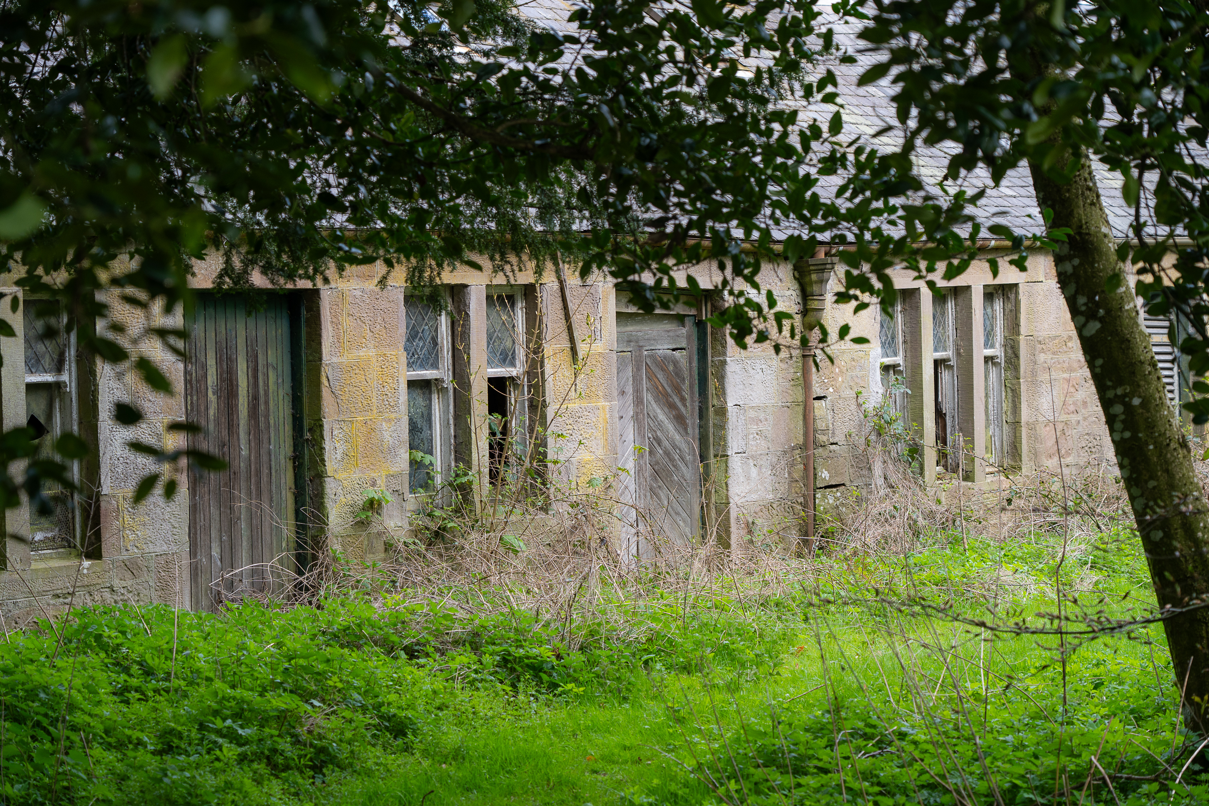 Ruined Victorian garden cottages Hallyburton Estate