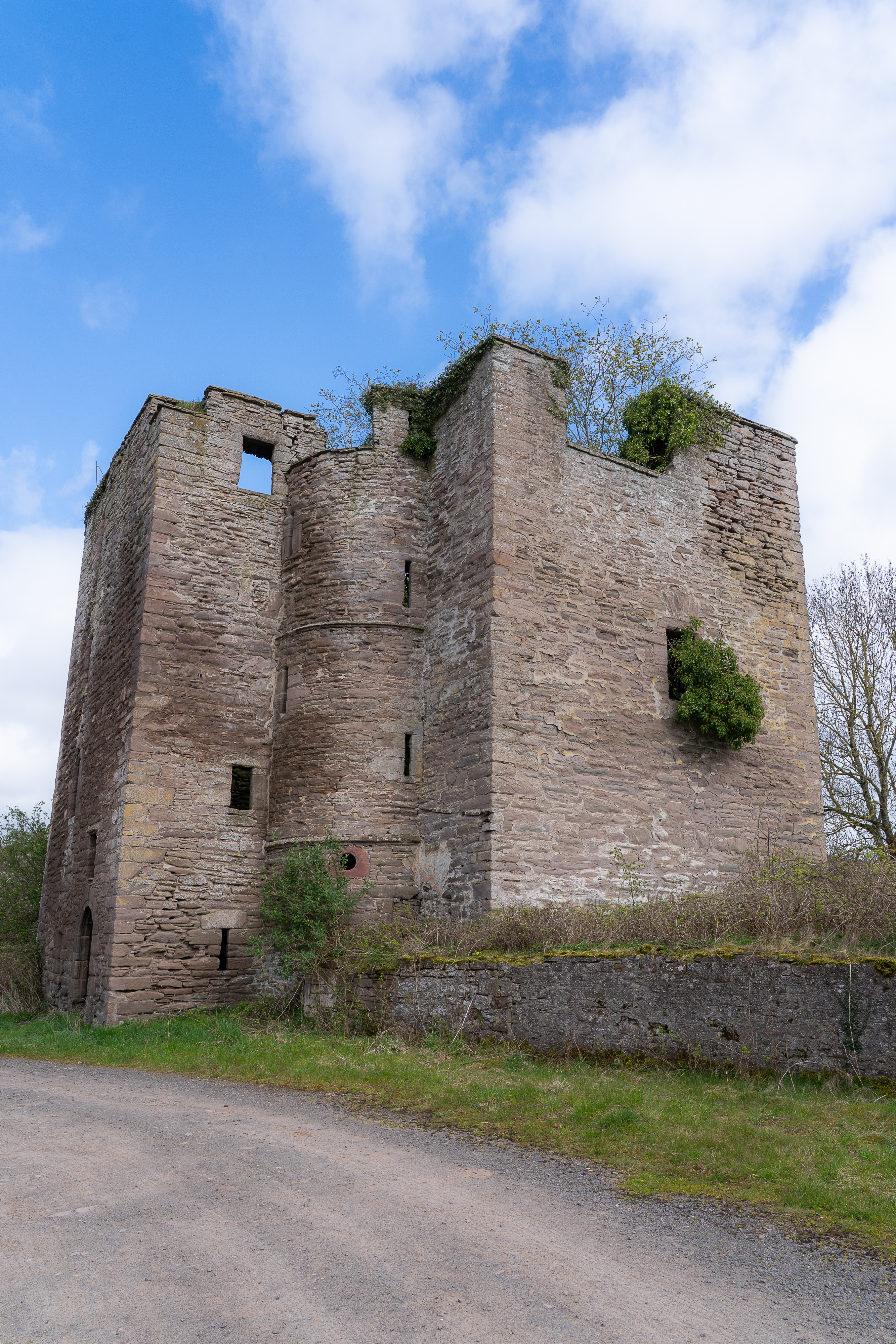 Medieval castle tower ruin Hallyburton Estate Perthshire