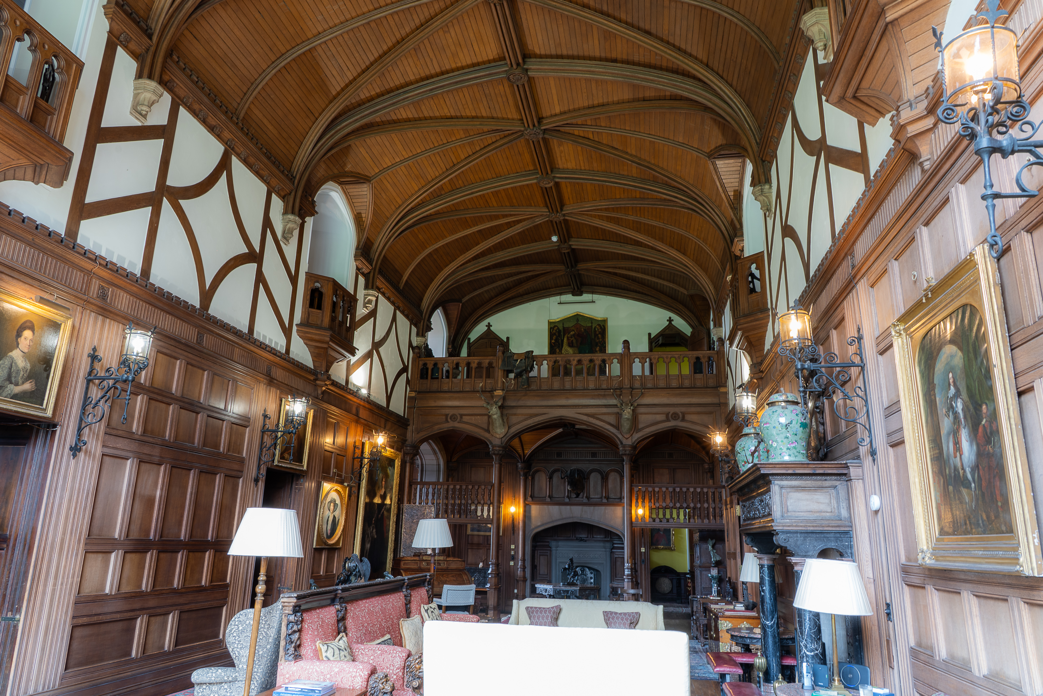 Grand saloon hall with period furnishings Hallyburton Estate