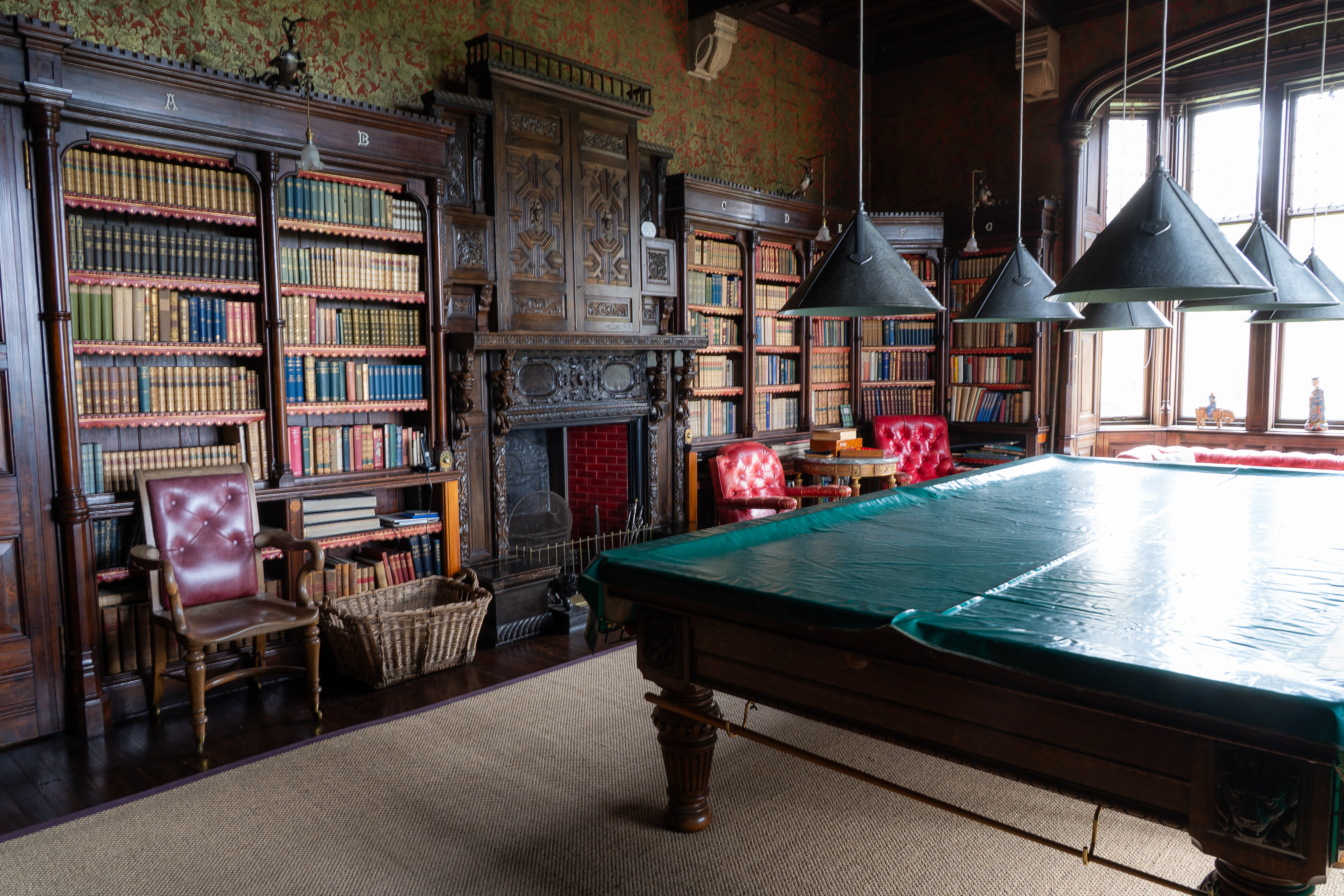Library with period fireplace Hallyburton Estate