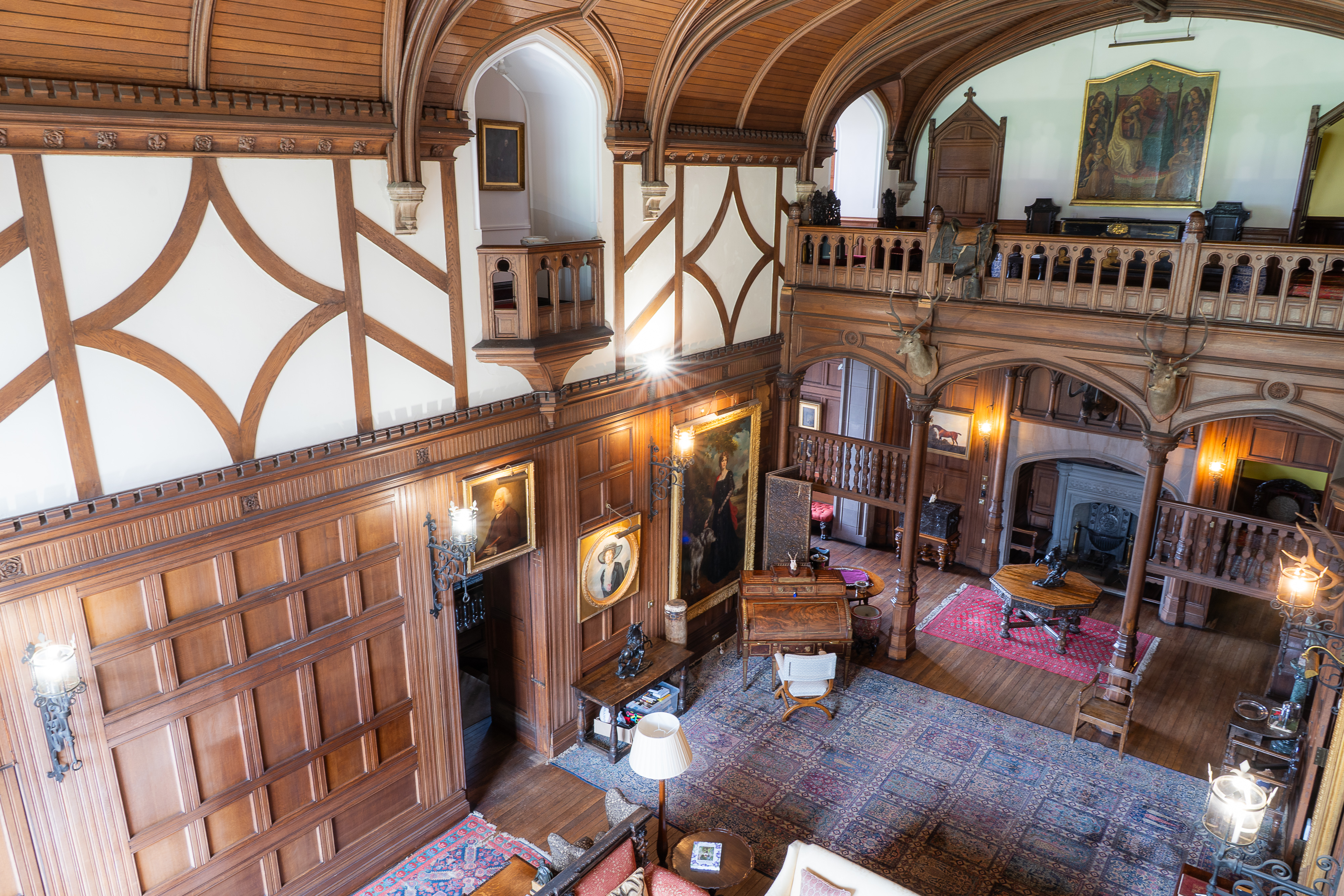 Grand saloon hall with period furnishings Hallyburton Estate
